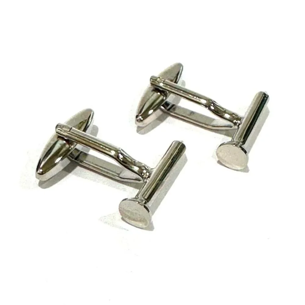 Polished Silver-Tone Golf Tee Cufflinks